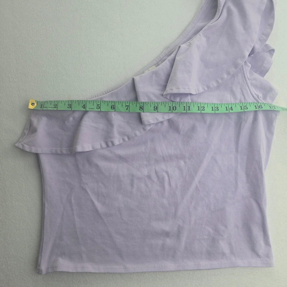 Maeve Anthropologie -1635 NWT Lavender Ruffle One Shoulder Top Lavander Large